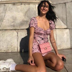 realisation par venus newspaper pink silk dress